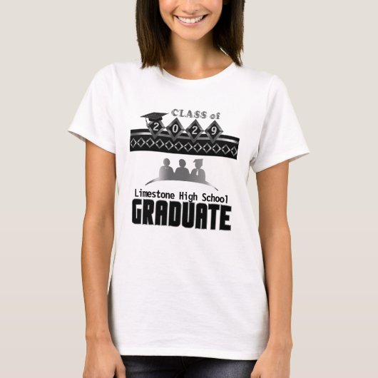 Afgestudeerde - Personaliseer Zilver T-shirt (Voorkant)