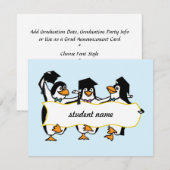 Afgestudeerde pinguïns met spandoek aankondiging (Voorkant / Achterkant)