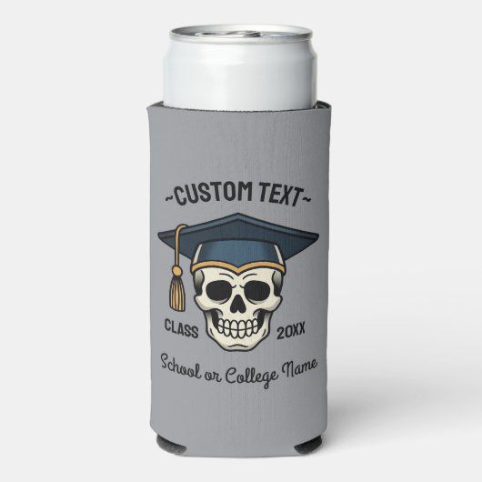 Afgestudeerde Schedel Aangepaste Naam Jaar School Seltzer Blikjeskoeler (Seltzer Achterkant)