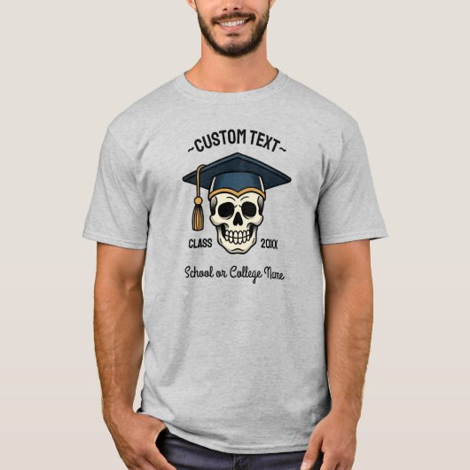 Afgestudeerde Schedel Aangepaste Naam Jaar School T-shirt (Voorkant)