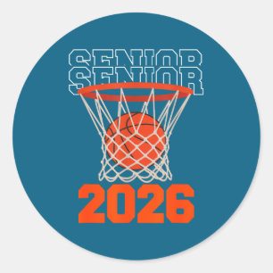 Afgestudeerde senior klas basketballer ronde sticker