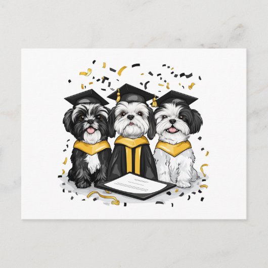 Afgestudeerde Shih Tzu-honden Briefkaart (Voorkant)