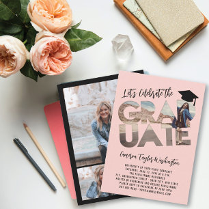 Afgestudeerde Uitknip Foto Roze Verlegen Afstudeer Kaart
