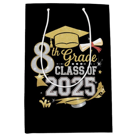 Afgestudeerde van de 8e klas van 2025 Afstuderen Medium Cadeauzakje (Voorkant)