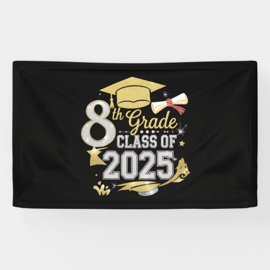Afgestudeerde van de 8e klas van 2025 Afstuderen Spandoek (Horizontaal)