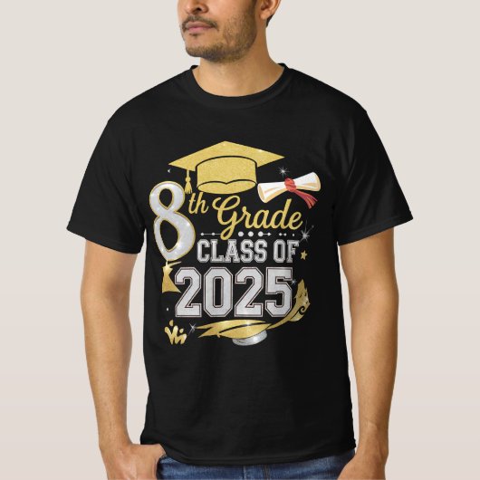 Afgestudeerde van de 8e klas van 2025 Afstuderen T-shirt (Voorkant)