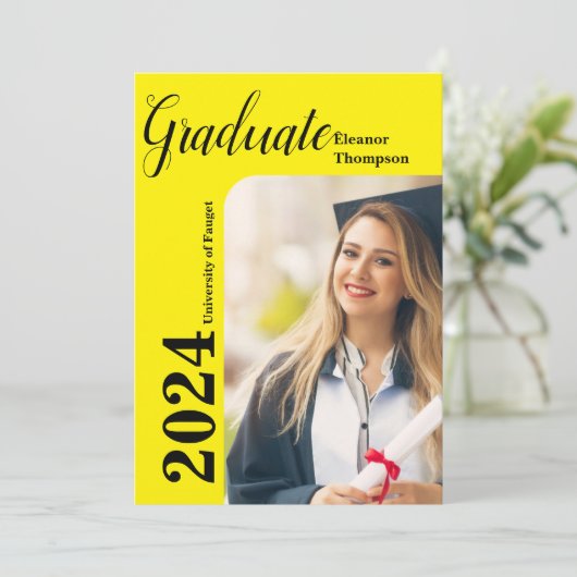 Afgestudeerde van de klas van 2024: Modern zwart-w Kaart (Staand voorkant)