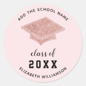 Afgestudeerde van de klas van 2025 Lichtroze Afstu Ronde Sticker (Voorkant)