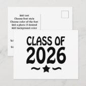 Afgestudeerde van de klas van 2026 briefkaart (Voorkant / Achterkant)