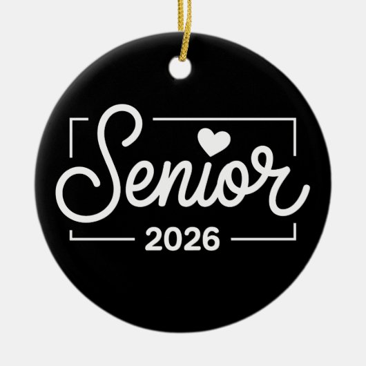 Afgestudeerde van de klas van 2026 senior hart keramisch ornament (Voorkant)