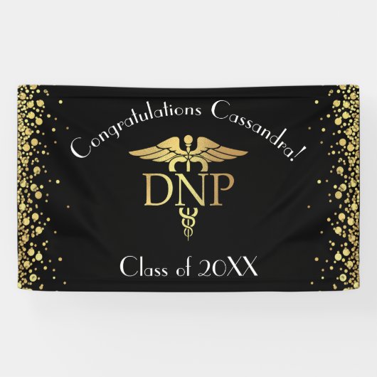 Afgestudeerde verpleegkundige praktijk Zwart Goud Spandoek (Horizontaal)