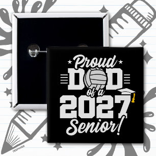 Afgestudeerde Volleybal Seniorklas van 2027 Trots  Vierkante Button 5,1 Cm