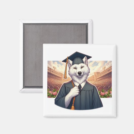 Afgestudeerde Wolf Magneet (Voorkant / Achterkant)