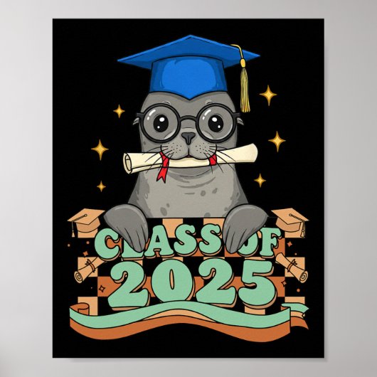 Afgestudeerde zeeleeuw Cl van 2025 Kinderen Mannen Poster (Voorkant)