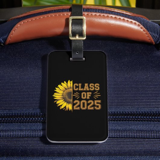 Afgestudeerde zonnebloem afstuderen klas van 2025 bagagelabel (Voorkant Insitu 2)