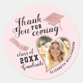 Afgestudeerden Foto Blush Roze Afstuderen Bedankt Ronde Sticker (Voorkant)