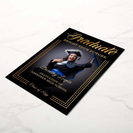 Afgestudeerden, gouden aanraking fleurt je toekoms folie uitnodiging (Gedraaid)