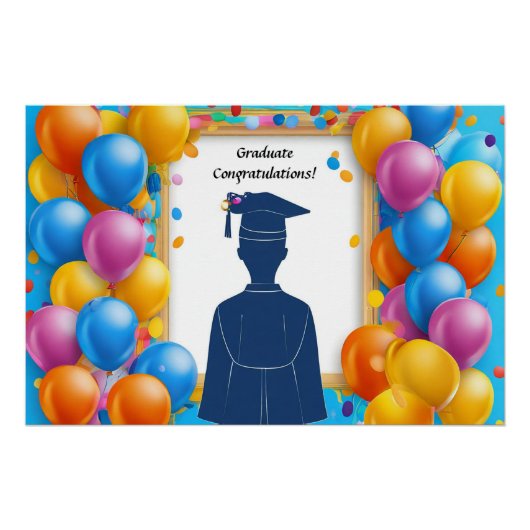 Afgestudeerden Kunstwerk met Ballonnen Perfect Poster (Voorkant)