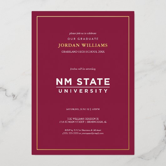 Afgestudeerden New Mexico State University Folie Uitnodiging (Voorkant)