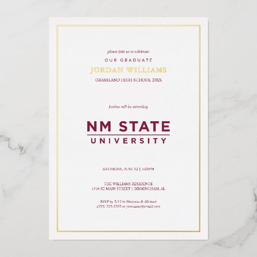 Afgestudeerden New Mexico State University Folie Uitnodiging (Voorkant)