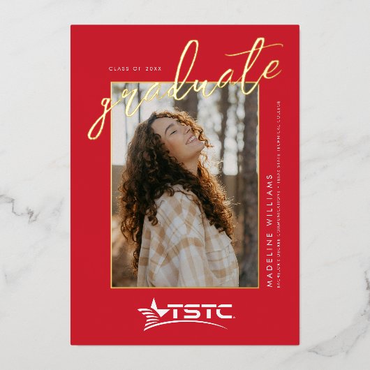 Afgestudeerden Texas State Technical College Folie Uitnodiging (Voorkant)
