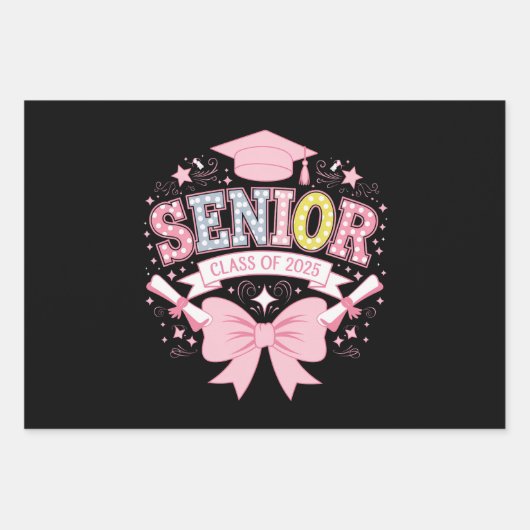 Afgestudeerdenklas van 2025 Afstuderen Roze Coquet Inpakpapier Vel (Voorkant)