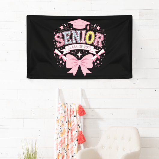 Afgestudeerdenklas van 2025 Afstuderen Roze Coquet Spandoek (Insitu)