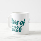 Afgestudeerdenklas van 2026 groene tekst afstudere koffiemok (Voorkant links)