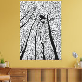 Afgetekende raven in de winterbomen canvas afdruk (Insitu (Woonkamer))