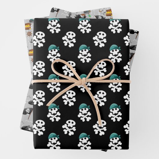 afgetild piraatpatroon voor jongens inpakpapier vel (In situ)