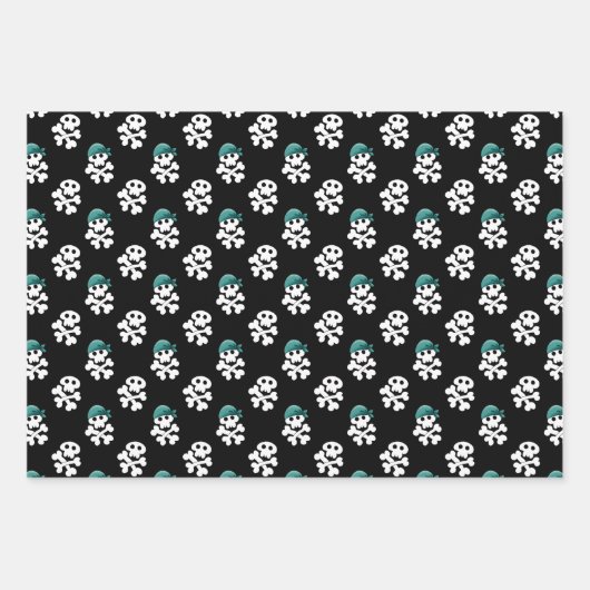 afgetild piraatpatroon voor jongens inpakpapier vel (Voorkant)