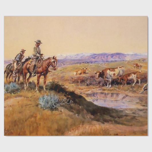 “Afgetuigd” Westers Kunstwerk van Charles M Russel Cadeaupapier (Vlak)