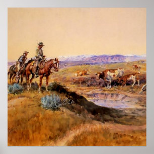 “Afgetuigd” Westers Kunstwerk van Charles M Russel Poster