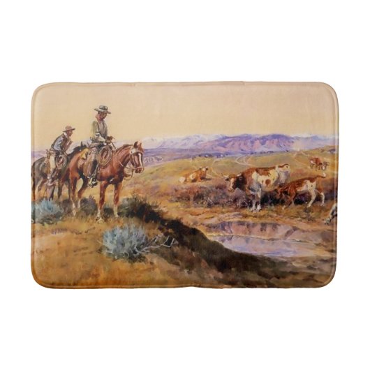 “Afgetuigd” Westerse kunst van Charles M Russell Badmat (Voorkant)