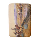 “Afgetuigd” Westerse kunst van Charles M Russell Badmat (Voorkant Verticaal)