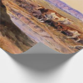 “Afgetuigd” Westerse kunst van Charles M Russell Cadeaupapier (Hoek)