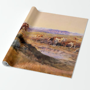 “Afgetuigd” Westerse kunst van Charles M Russell Cadeaupapier