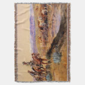“Afgetuigd” Westerse kunst van Charles M Russell Deken (Voorkant Verticaal)