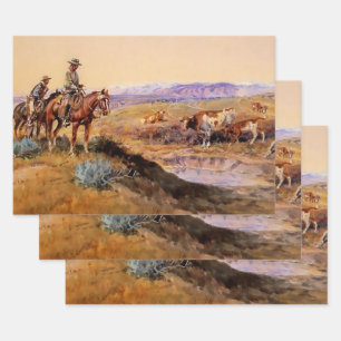 “Afgetuigd” Westerse kunst van Charles M Russell Inpakpapier Vel