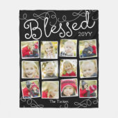 Afgevat jaar in Afbeeldingen 12 Foto Collage Black Fleece Deken (Voorkant)