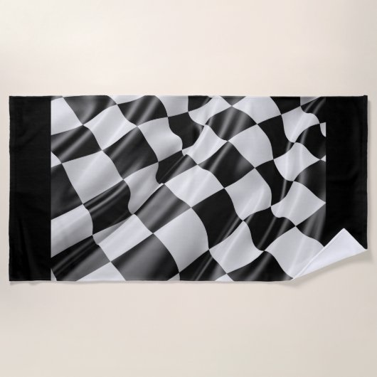 Afgeveegde vlagbediende handdoek voor autoraces. (Voorkant)