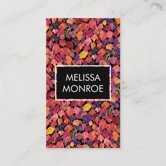 Afgevloeide bladeren, waterverf visitekaartje (Voorkant)