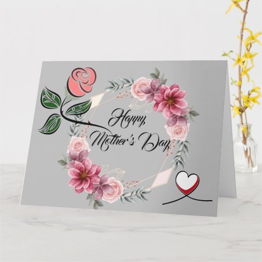 Afgevouwen Moederdag kaart met florale oplossing (Gele Bloem)