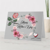 Afgevouwen Moederdag kaart met florale oplossing (Voorkant)