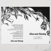 Afgevouwen programma voor zwarte en witte bloemen (Voorkant)