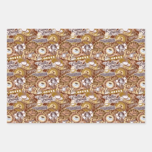 afgewerkt koffiepartijpatroon inpakpapier vel (Voorkant)