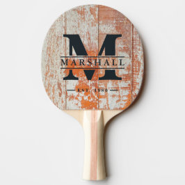 Afgewerkte Boerderij Hout Initialen & Naam Overlay Tafeltennisbatje