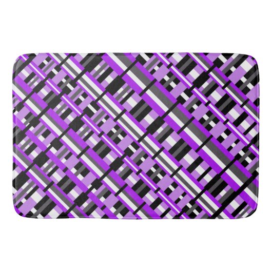 Afgezet in Paars, zwart en grijs diagonaal Badmat (Voorkant)