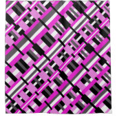 Afgezet in roze, zwart en grijs diagonaal douchegordijn (Voorkant)
