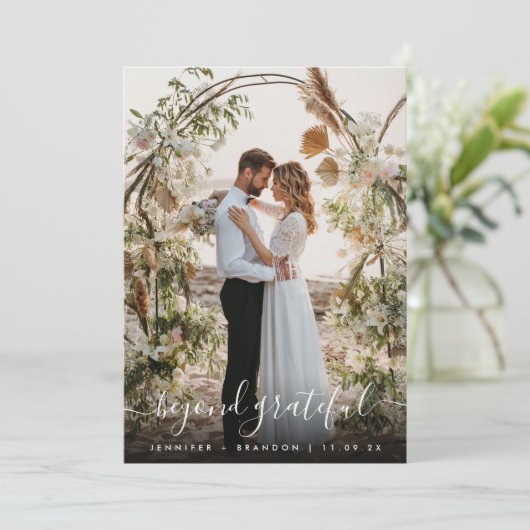 Afgezien van de dankbare overlay foto dank u bedankkaart (Staand voorkant)